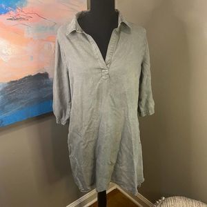 Anthropologie, Cloth & Stone: Light Denim Button Tencel Collared Dress, Medium